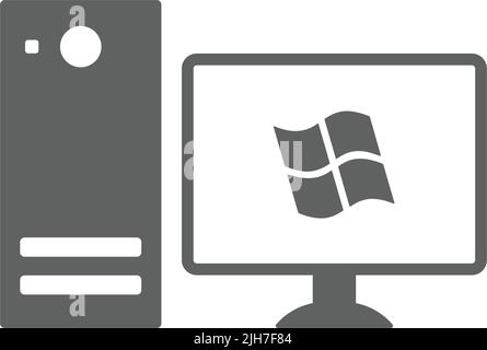 Ordinateur, bureau, moniteur, icône pc : utilisation à des fins commerciales, supports d'impression, Web ou tout type de projet de conception. Fichier EPS vectoriel. Illustration de Vecteur