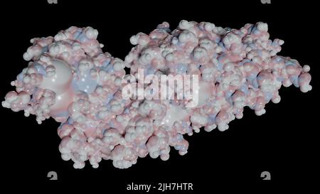 3D polypeptide inhibiteur gastrique rendu (GIP, peptide insulinotrope dépendant du glucose) hormone de protéine endocrine, 3D illustration Banque D'Images