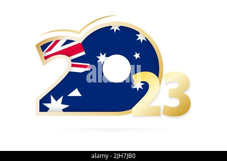 Année 2023 avec motif drapeau australien. Illustration vectorielle. Illustration de Vecteur