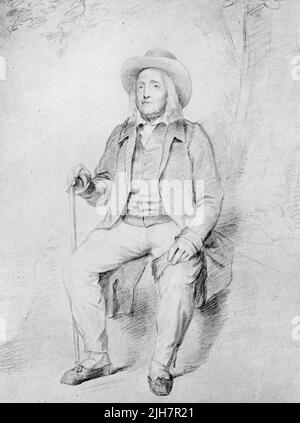 Jeremy Bentham (1748-1832), c1837. George Frederic Watts (1817-1904). Un croquis préliminaire pour un travail très précoce de Watts, il a été créé à partir du corps embaumé du sitter. Bentham était un théoricien de premier plan dans la philosophie anglo-américaine du droit. Un radical politique ses idées ont influencé le développement du welfarisme. Il a fait progresser la liberté individuelle et économique, la séparation de l'Église et de l'État, la liberté d'expression, l'égalité des droits des femmes, le droit au divorce et la dépénalisation des actes homosexuels. Il a laissé une volonté qui précise qu'à sa mort il est disséqué et préservé. Banque D'Images