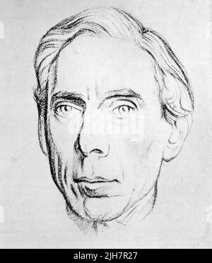 Bertrand Russell (1872-1970). Par William Rothenstein (1872-1945). Philosophe britannique, logicien et intellectuel public. Banque D'Images