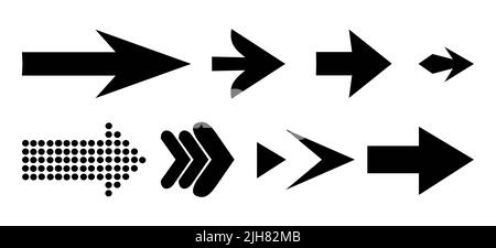 Ensemble de vecteur noir flèche.flèche vecteur illustration et section.flèches vecteur icône. Banque D'Images