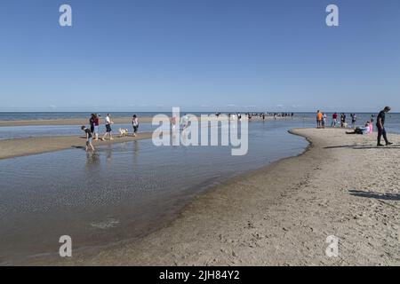 'Grenen' Skagen, le point le plus au nord du Danemark. C'est là que se termine la partie la plus à l'ouest de l'Europe, et ici les deux mers se rencontrent : le Skagerak (Nord Banque D'Images