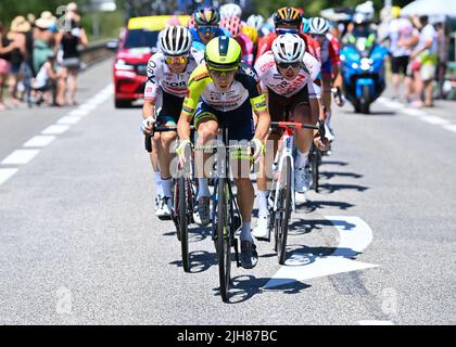 Intermarché - Wanty - Gobert matériel rider Louis MEINTJES, lors du Tour de France, Stage 14, France, 16th juillet 2022, crédit:David Stockman/Goding Images/PA Images Banque D'Images