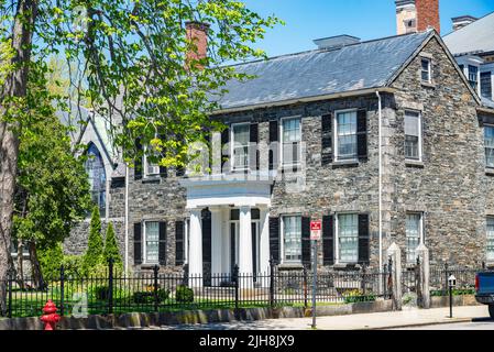 Lowell bâtiment historique sur Central Street dans le centre-ville de Lowell, Massachusetts, Etats-Unis. Banque D'Images