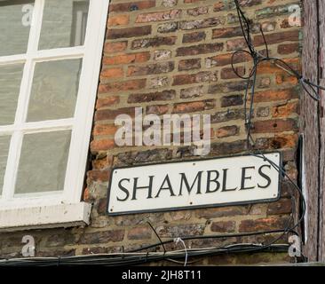 Rue Shambles panneau Yok ville 2022 Banque D'Images