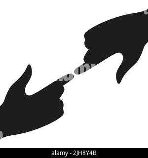 Mains de Michel-Ange. Deux mains humaines en contact gestuelle silhouette simple. Contact. Illustration vectorielle plate isolée sur fond blanc. Illustration de Vecteur