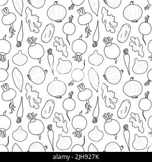 Fond de motif vectoriel sans couture des légumes racines fait d'illustrations simples. Illustration de Vecteur