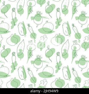 Fond de motif vectoriel sans couture des légumes racines fait d'illustrations simples. Illustration de Vecteur