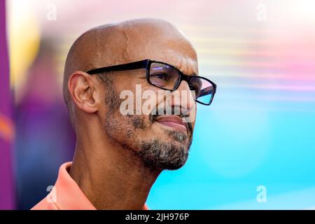 TERRASSA, ESPAGNE - JUILLET 16: Entraîneur-chef Jamilo Mulders des pays-Bas pendant la coupe du monde des femmes de hockey FIH 2022 demi-finale entre les pays-Bas et l'Australie à l'Estadi Olímpic de Terrassa sur 16 juillet 2022 à Terrassa, Espagne (photo de Patrick Goosen/Orange Pictures) Banque D'Images