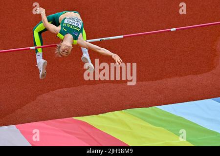 EUGENE, ÉTATS-UNIS - JUILLET 16 : Eleanor Patterson d'Australie en compétition sur le saut en hauteur féminin lors des Championnats du monde d'athlétisme sur 16 juillet 2022 à Eugene, États-Unis (photo d'Andy Astfalck/BSR Agency) Banque D'Images