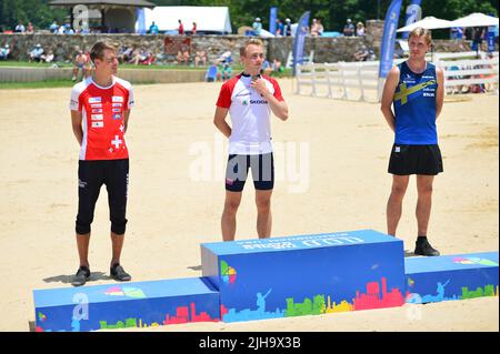 Pelham, Alabama, États-Unis. 16th juillet 2022. Les athlètes d'élite se réunissent du monde entier pour participer aux Jeux mondiaux (un événement international multisport de 11 jours organisé avec le soutien du Comité International Olympique). Les athlètes ont participé à l'orientation. (Image de crédit : © Jeremy Raines/ZUMA Press Wire) Banque D'Images