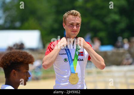 Pelham, Alabama, États-Unis. 16th juillet 2022. Les athlètes d'élite se réunissent du monde entier pour participer aux Jeux mondiaux (un événement international multisport de 11 jours organisé avec le soutien du Comité International Olympique). Les athlètes ont participé à l'orientation. (Image de crédit : © Jeremy Raines/ZUMA Press Wire) Banque D'Images