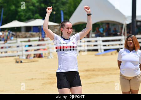 Pelham, Alabama, États-Unis. 16th juillet 2022. Les athlètes d'élite se réunissent du monde entier pour participer aux Jeux mondiaux (un événement international multisport de 11 jours organisé avec le soutien du Comité International Olympique). Les athlètes ont participé à l'orientation. (Image de crédit : © Jeremy Raines/ZUMA Press Wire) Banque D'Images