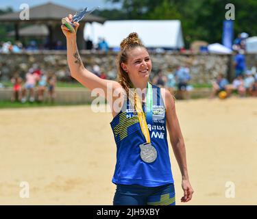 Pelham, Alabama, États-Unis. 16th juillet 2022. Les athlètes d'élite se réunissent du monde entier pour participer aux Jeux mondiaux (un événement international multisport de 11 jours organisé avec le soutien du Comité International Olympique). Les athlètes ont participé à l'orientation. (Image de crédit : © Jeremy Raines/ZUMA Press Wire) Banque D'Images