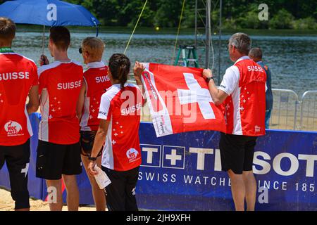 Pelham, Alabama, États-Unis. 16th juillet 2022. Les athlètes d'élite se réunissent du monde entier pour participer aux Jeux mondiaux (un événement international multisport de 11 jours organisé avec le soutien du Comité International Olympique). Les athlètes ont participé à l'orientation. (Image de crédit : © Jeremy Raines/ZUMA Press Wire) Banque D'Images