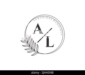 AL initiales lettre mariage monogramme logos modèle, dessin à la main moderne minimalistes et modèles floraux pour cartes d'invitation, Save the Date, élégant Illustration de Vecteur