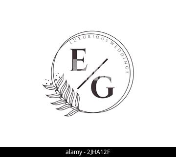 PAR EXEMPLE lettre initiale de mariage monogramme de logos modèle, dessin à la main moderne minimaliste et des modèles floraux pour cartes d'invitation, Enregistrer la date, élégant Illustration de Vecteur