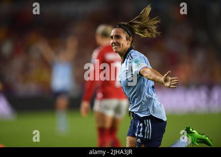 Londres, Royaume-Uni. 16th juillet 2022. Marta Cardona (femmes espagnoles) célèbre après avoir marquant le premier but de son équipe lors du match des femmes de l'UEFA Euro Angleterre 2022 entre le Danemark 0-1 Espagne au stade communautaire Brentford sur 16 juillet 2022, Londres Angleterre. Credit: Maurizio Borsari/AFLO/Alay Live News Banque D'Images