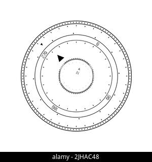 Illustration d'un cadran rotatif, d'un compas ou d'un compteur de vitesse sur fond blanc Banque D'Images