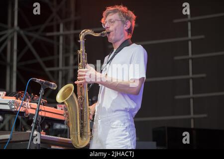 Ferrara, Italie. 15th juillet 2022. Robert Stillman ouvre le concert sourire à Ferrara (photo de Carlo Vergani/Pacific Press/Sipa USA) Credit: SIPA USA/Alay Live News Banque D'Images