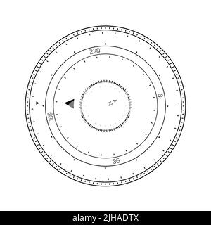 Illustration d'un cadran rotatif, d'un compas ou d'un compteur de vitesse sur fond blanc Banque D'Images