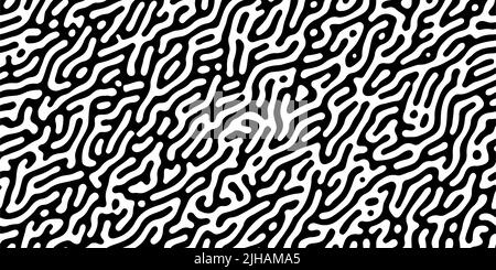 Diffusion de la réaction de Turing, schéma sans couture noir et blanc avec mouvement directionnel. Fond naturel avec structures organiques. Illustration vectorielle de Illustration de Vecteur