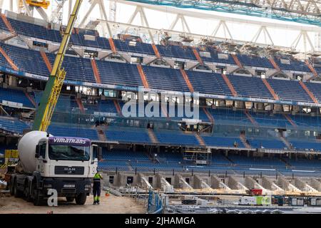 Santiago Bernabeu. Stade. Intérieur du stade Santiago Bernabu avec le processus de construction pour la rénovation complète du Real Madrid C.F Banque D'Images