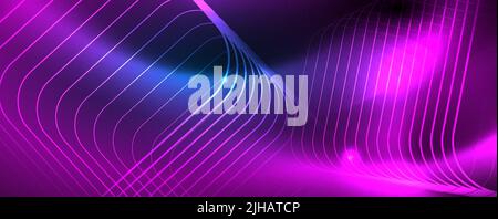 Lignes techno luminescentes, modèle d'arrière-plan abstrait futuriste hi-tech Illustration de Vecteur