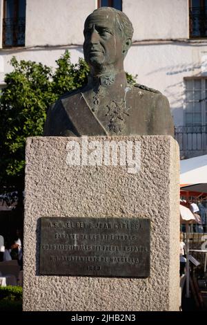 Statue Roi Juan Carlos I, Marbella, province de Malaga, Espagne. Banque D'Images