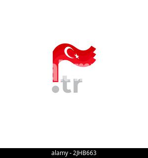 Icône drapeau de Turquie. Dessin original et simple du drapeau turc sur fond blanc, place pour le texte. Élément de conception, modèle d'affiche nationale avec tr Illustration de Vecteur