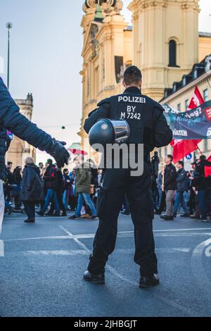 Munich, Allemagne - 16 février 2019: Les manifestants à la Conférence de sécurité de Munich lors de leur réunion annuelle. Banque D'Images