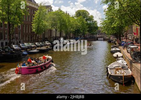 Bateaux-canal sur le Herengracht, Amsterdam, pays-Bas Banque D'Images
