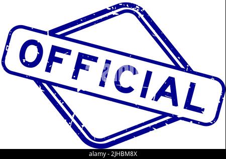 Grunge bleu mot officiel caoutchouc carré cachet sur fond blanc Illustration de Vecteur