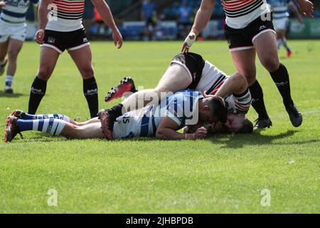 Halifax, Royaume-Uni. 17th juillet 2022. Essayez Halifax lors du match de championnat Betfred entre Halifax RLFC et Workington Town au stade Shay, à Halifax, au Royaume-Uni, le 17 juillet 2022. Photo de Simon Hall. Utilisation éditoriale uniquement, licence requise pour une utilisation commerciale. Aucune utilisation dans les Paris, les jeux ou les publications d'un seul club/ligue/joueur. Crédit : UK Sports pics Ltd/Alay Live News Banque D'Images