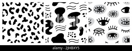 Ensemble de motifs sans couture de formes de peau d'animal dessinées à la main Illustration de Vecteur