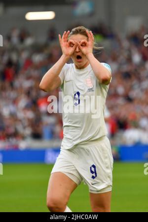 #9, Ellen White célèbre le troisième but de l'UEFA à Englands lors WomenÕs du match de groupe Euro 2022 de l'UEFA entre l'Angleterre et la Norvège, Falmer Stadium, Brighton, Angleterre, 11.07.2022 - l'image est destinée à la presse; photo et copyright © par STANLEY Anthony ATP images (STANLEY Anthony/ATP/SPP) Credit: SPP Sport Press photo. /Alamy Live News Banque D'Images