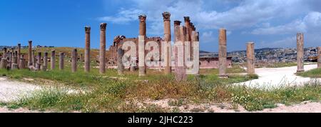 Anciennes ruines romaines à Jerash, Jordanie Banque D'Images
