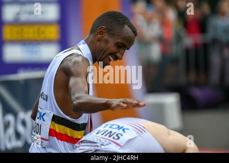 Eugene, États-Unis. 17th juillet 2022. Bashir Abdi Belge photographié à la ligne d'arrivée du marathon aux Championnats du monde d'athlétisme de l'IAAF 19th à Eugene, Oregon, États-Unis, dimanche 17 juillet 2022. Les mondes ont lieu du 15 au 24 juillet, après avoir été reportés en 2021 en raison de la pandémie du virus corona. BELGA PHOTO JASPER JACOBS crédit: Belga News Agency/Alay Live News Banque D'Images