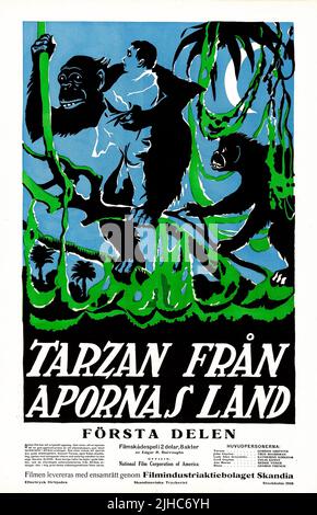 Tarzan des singes (film national, 1918). Poster de film suédois Tarzan fran Apornas Land partie 1 Banque D'Images