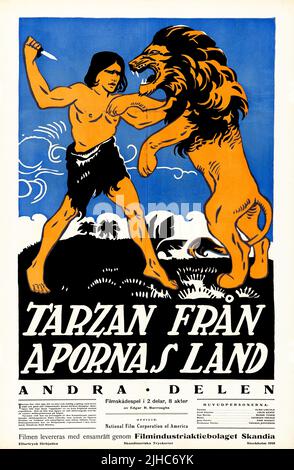 Tarzan des singes (film national, 1918). Poster de film suédois Tarzan fran Apornas Land partie 2 Banque D'Images