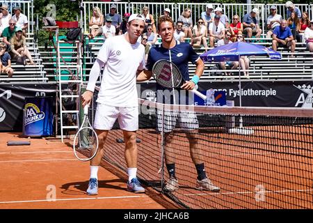 AMERSFOORT, PAYS-BAS - JUILLET 17 : Tallon Griekspoor des pays-Bas et Roberto Carballes Baena d'Espagne lors de la finale des singles hommes de l'Open Van Mossel Kia aux Hollandais de l'ALTA tennisground sur 17 juillet 2022 à Amersfoort, pays-Bas (photo de René Nijhuis/BSR Agency) Banque D'Images