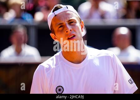 AMERSFOORT, PAYS-BAS - JUILLET 17 : Tallon Griekspoor des pays-Bas lors de la finale masculine de la Van Mossel Kia Dutch Open à l'ALTA tennisground sur 17 juillet 2022 à Amersfoort, pays-Bas (photo de Rene Nijhuis/BSR Agency) Banque D'Images