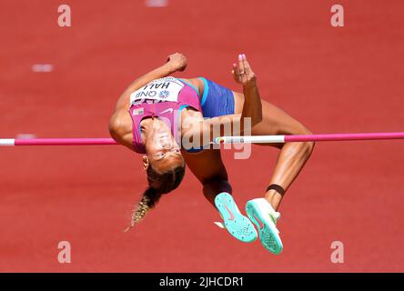 Le Anna Hall des États-Unis en action pendant le saut-haute Heptathlon féminin le troisième jour des Championnats du monde d'athlétisme à Hayward Field, Université de l'Oregon aux États-Unis. Date de la photo: Dimanche 17 juillet 2022. Banque D'Images