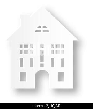 Elément de ville découpé en papier. Maison blanche. Bâtiment de la ville Illustration de Vecteur