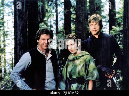 HARRISON FORD, Carrie Fisher, Mark Hamill, Star Wars : Episode VI - LE RETOUR DU JEDI, 1983 Banque D'Images