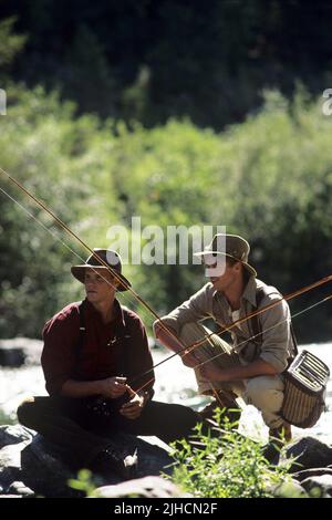 CRAIG SHEFFER, BRAD PITT, coule une rivière, 1992 Banque D'Images
