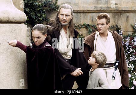 NATALIE PORTMAN, Liam Neeson, JAKE LLOYD, EWAN MCGREGOR, Star Wars : Episode I - LA MENACE FANTÔME, 1999 Banque D'Images