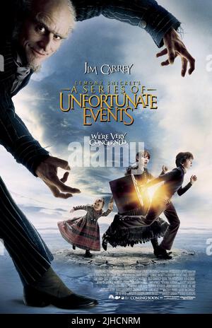 JIM CARREY, HOFFMAN, EMILY BROWNING, LIAM AIKEN, Lemony Snicket's A SERIES OF UNFORTUNATE EVENTS, 2004 Banque D'Images