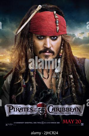 Affiche Johnny Depp, PIRATES DES CARAÏBES : SUR STRANGER TIDES, 2011 Banque D'Images